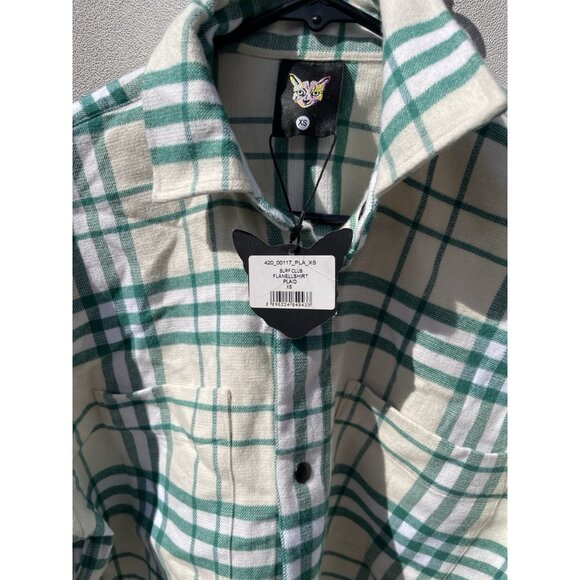 Vintage Surf Club Flannel Men’s Long Sleeve Green Cream PARI Shirt Sz XS NWT - Picture 7 of 16